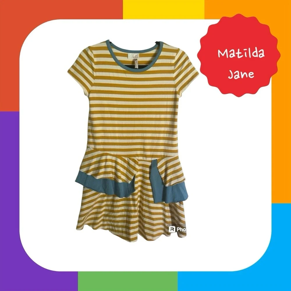 Matilda Jane Girls Casual Wear Dress Sun Shiny Days Striped Yellow NWOT Size 14